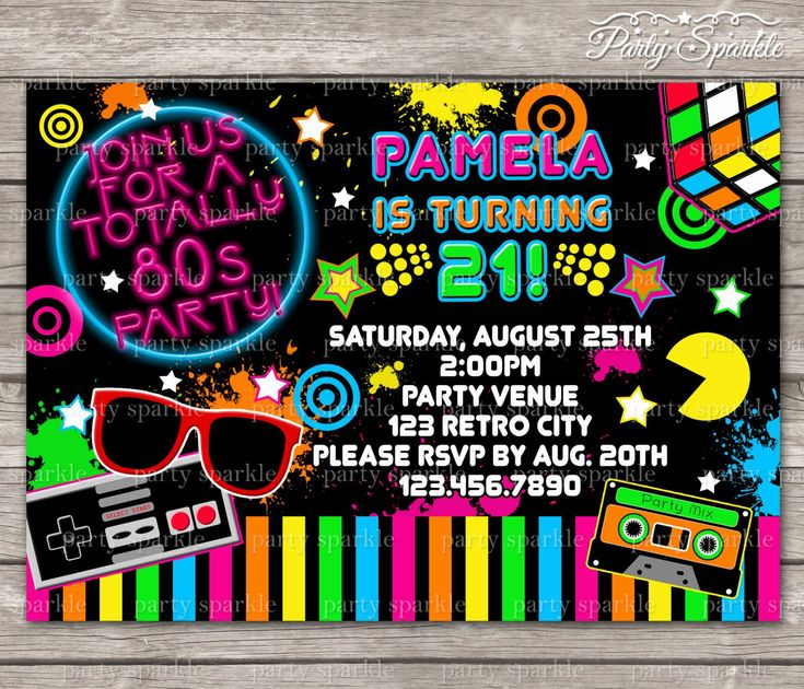 80s Party Invitations Template Free Luxury Printable Totally 80s Retro 