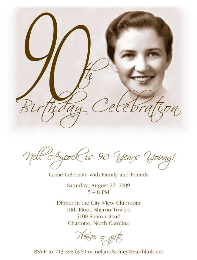 90th Birthday Invitation Examples
