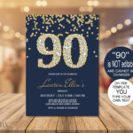 90th Birthday Invitation Printable Template Editable Birthday Etsy