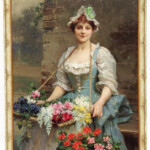 A Fine And Large 19th Century Oil On Canvas Titled The Flower Seller