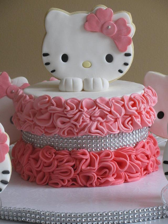 A Ruffle Hello Kitty Cake With Sugar Cookies Decorated CakesDecor