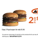 A W Canada Printable Coupons 2 Papa Or Mozza Burgers For 5 99 2 Teen