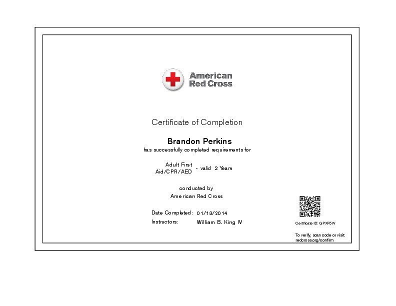 Adult First Aid CPR AED Certificate Of Completion Certific Flickr