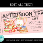 Afternoon Tea Gift Voucher Printable Editable Template High Etsy