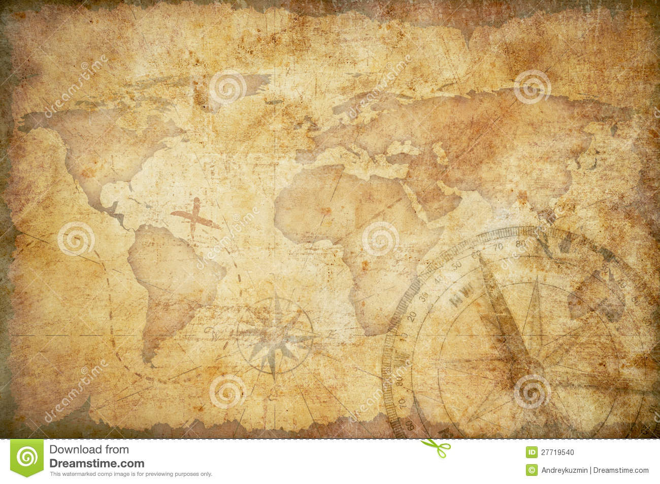 Aged Treasure Map Background Stock Photo Image 27719540