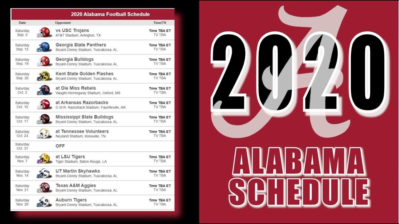 Alabama Football 2020 Alabama Football Schedule Alabama Football