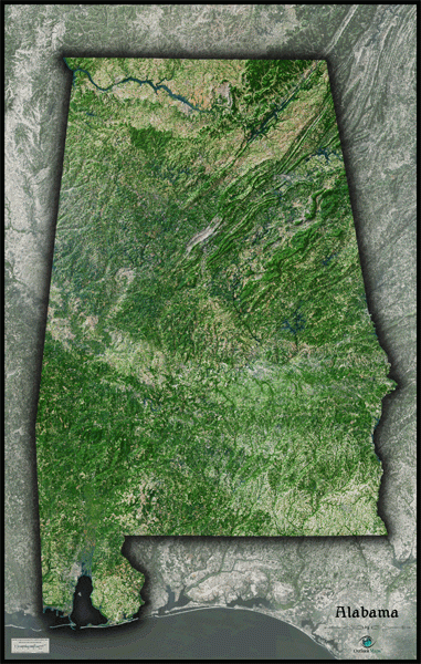 Alabama Satellite Wall Map By Outlook Maps MapSales