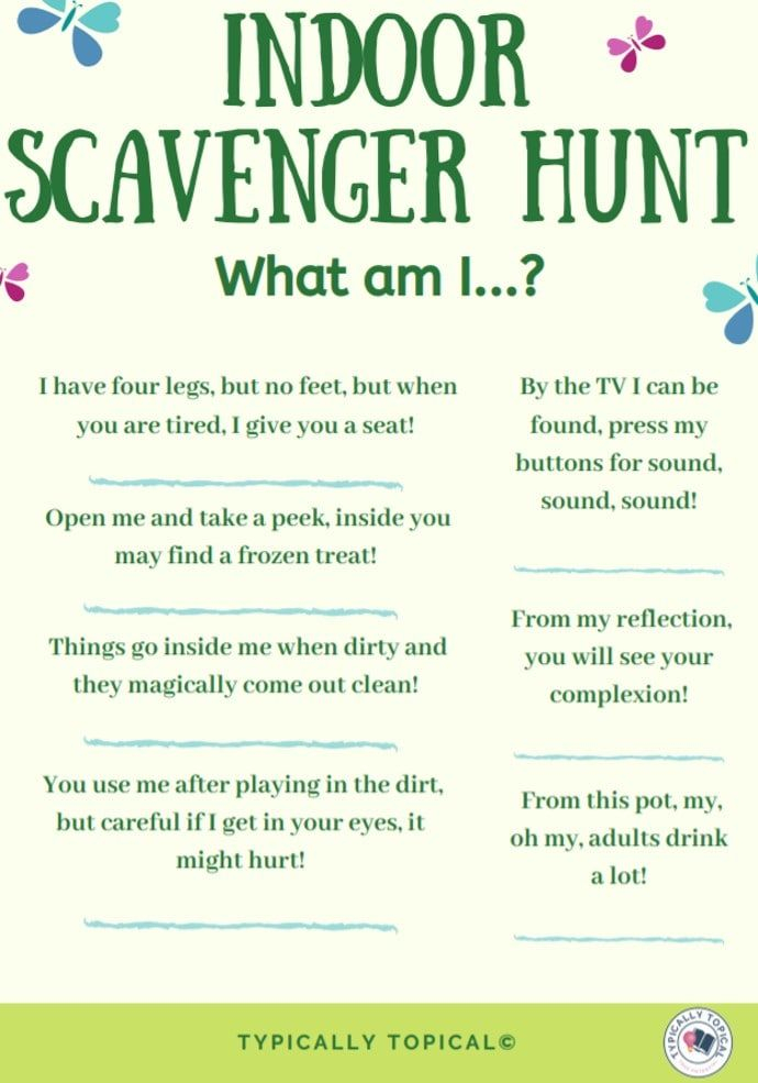 An Indoor Scavenger Hunt For Kids Using Items You Already Have Free 