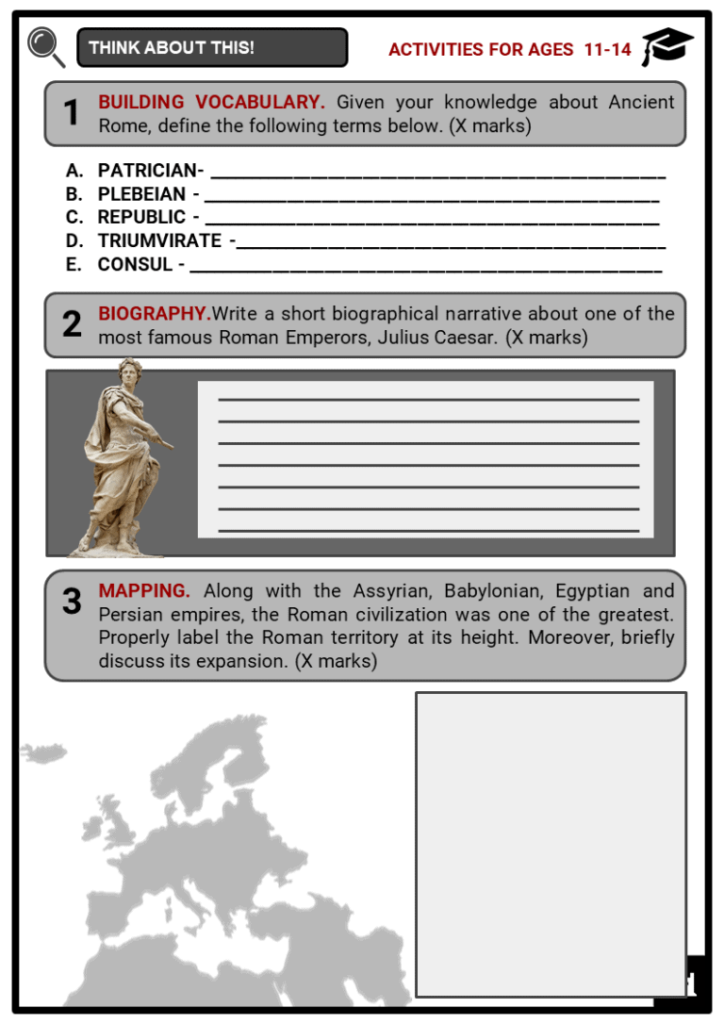 Ancient Rome Facts Worksheets Information History Structure