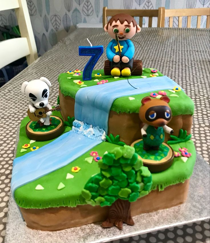 Animal Crossing Cake For My Sons 7th Birthday In 2021 Animal Birthday