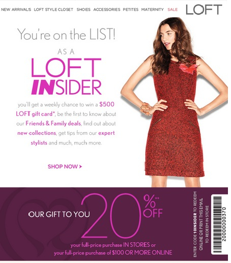 Ann Taylor Loft 20 Off 100 Printable Coupon