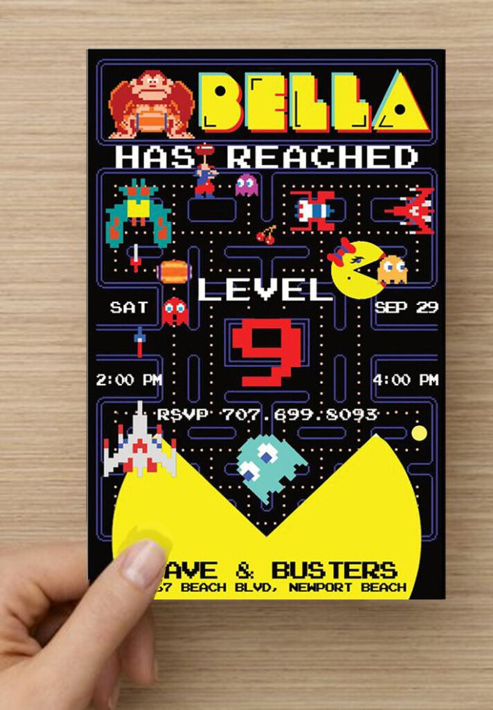 Arcade Mix Invitation Etsy In 2020 Arcade Birthday Parties Arcade 