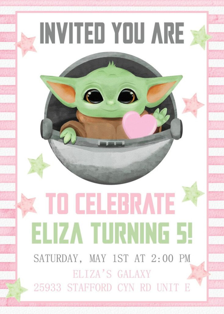 Baby Yoda Birthday Invitation Mandalorian Invitation Baby Etsy In 