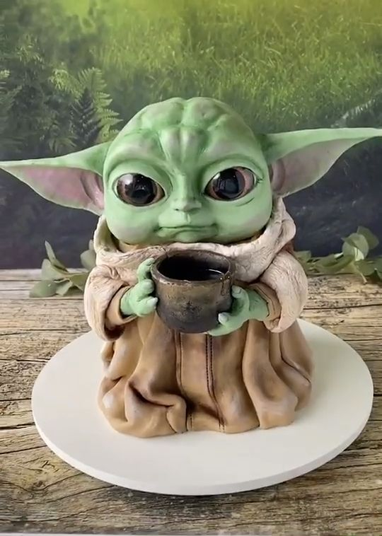 Baby Yoda Cake Video Yoda Cake Baby Yoda Cake Star Wars Birthday Cake