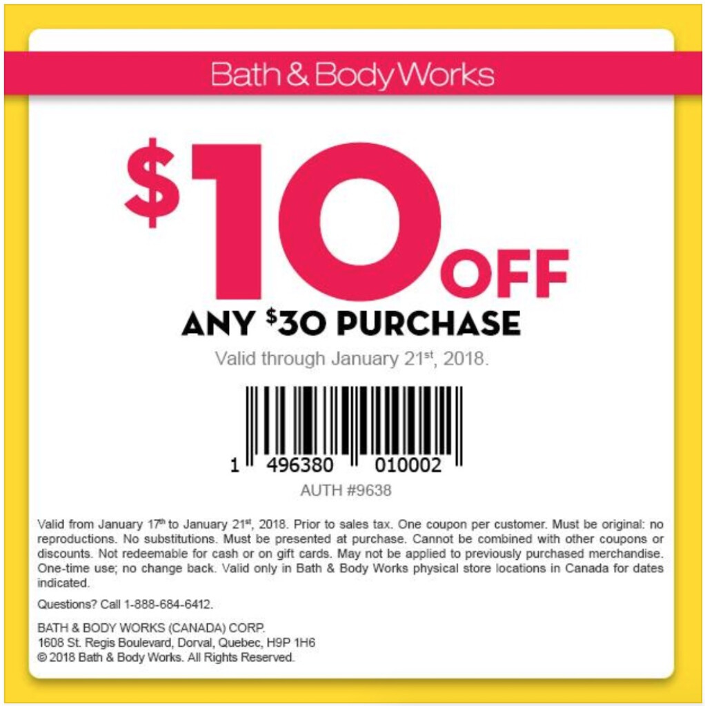 Bath Body Works Canada Coupons Save 10 Of Any 30 Purchase Select 