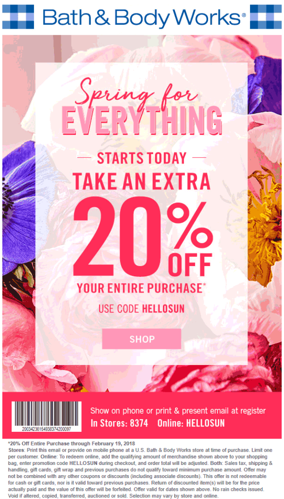 Bath Body Works February 2021 Coupons And Promo Codes 