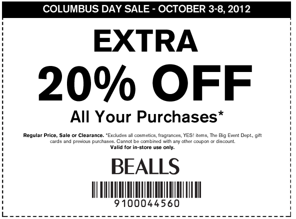 Bealls 20 Off Printable Coupon