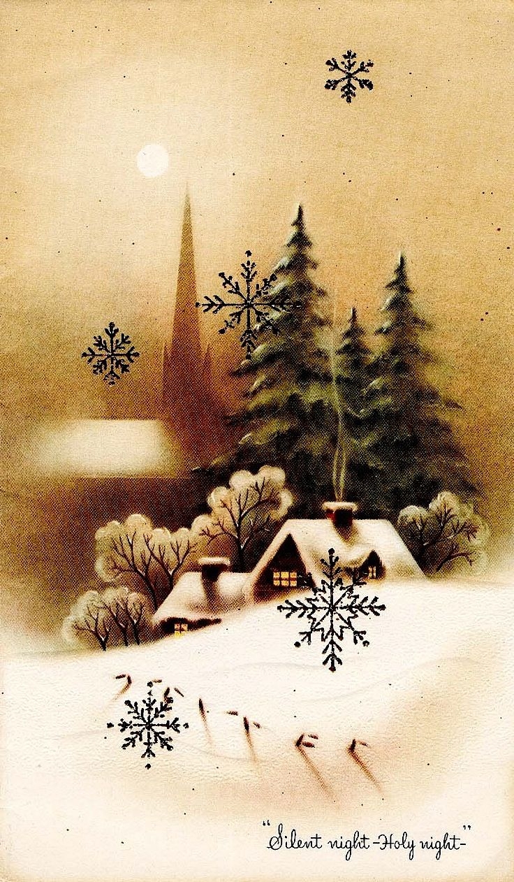 Beautiful Sepia Christmas Scene Vintage Xmas Card Christmas Images