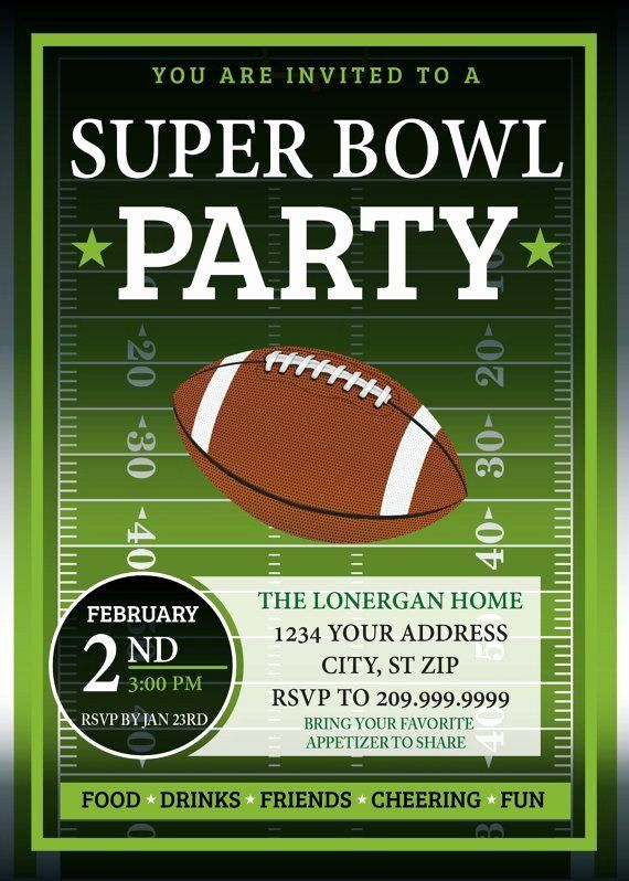 Beautiful Superbowl Party Invitation Template In 2020 Super Bowl