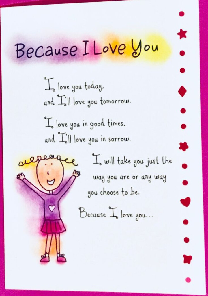 Because I Love You Greeting Card For Her Girl Daughter Niece 