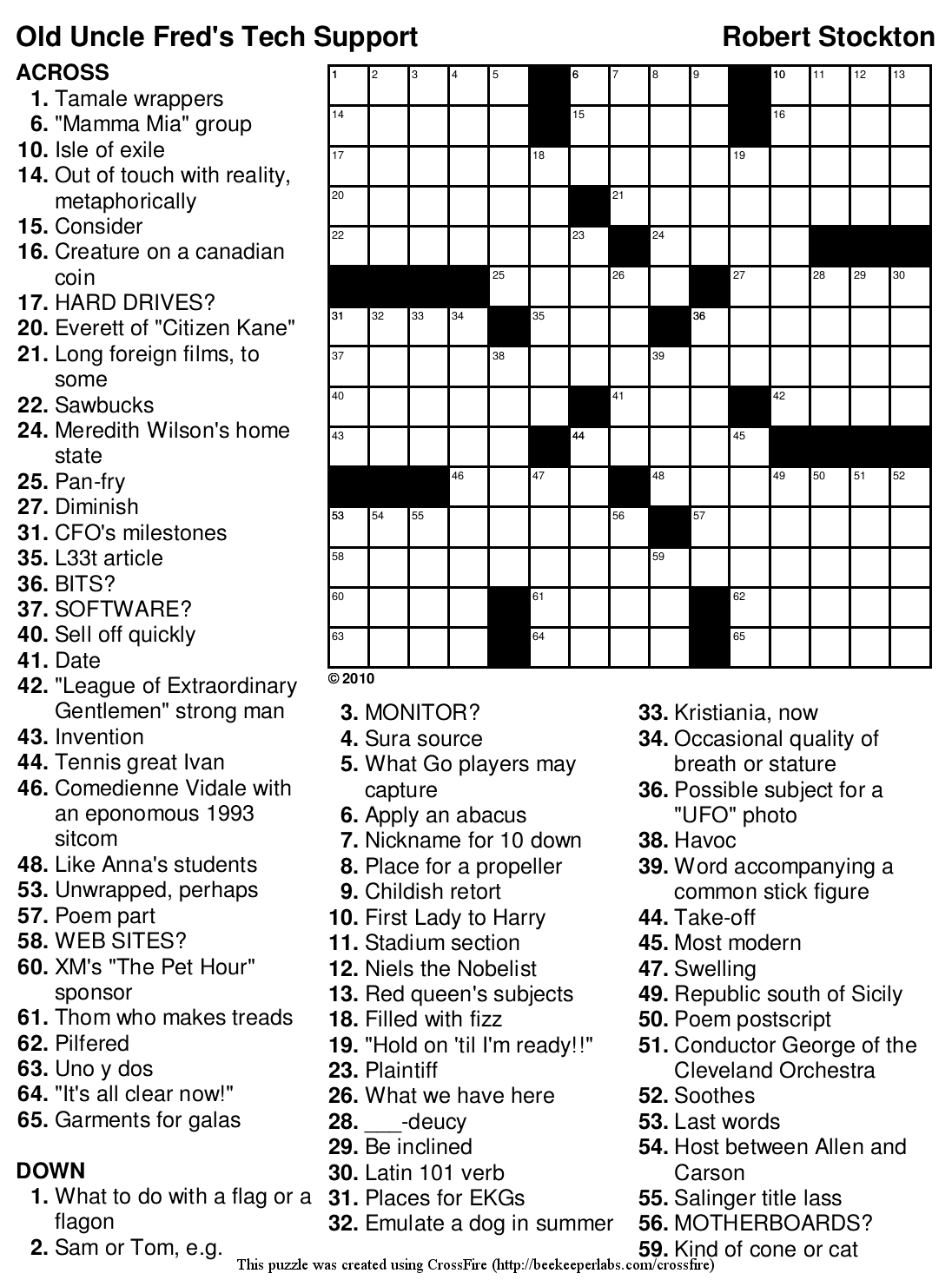 Beekeeper Crosswords Blog Archive Puzzle 133 Old Uncle Fred s