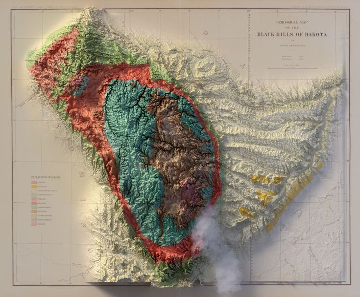 Black Hills South Dakota 3D Rendered Map In 2022 Topographic Map