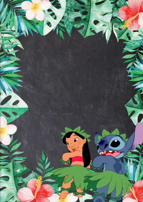 Blank Lilo Stitch Invitation Lilo And Stitch Hawaiian Birthday 