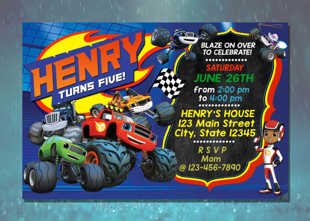 Blaze And The Monster Machines Birthday Invitation Blaze Etsy