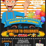 Blippi Birthday Party Invitation 2 In 2020 Birthday Invitations Kids