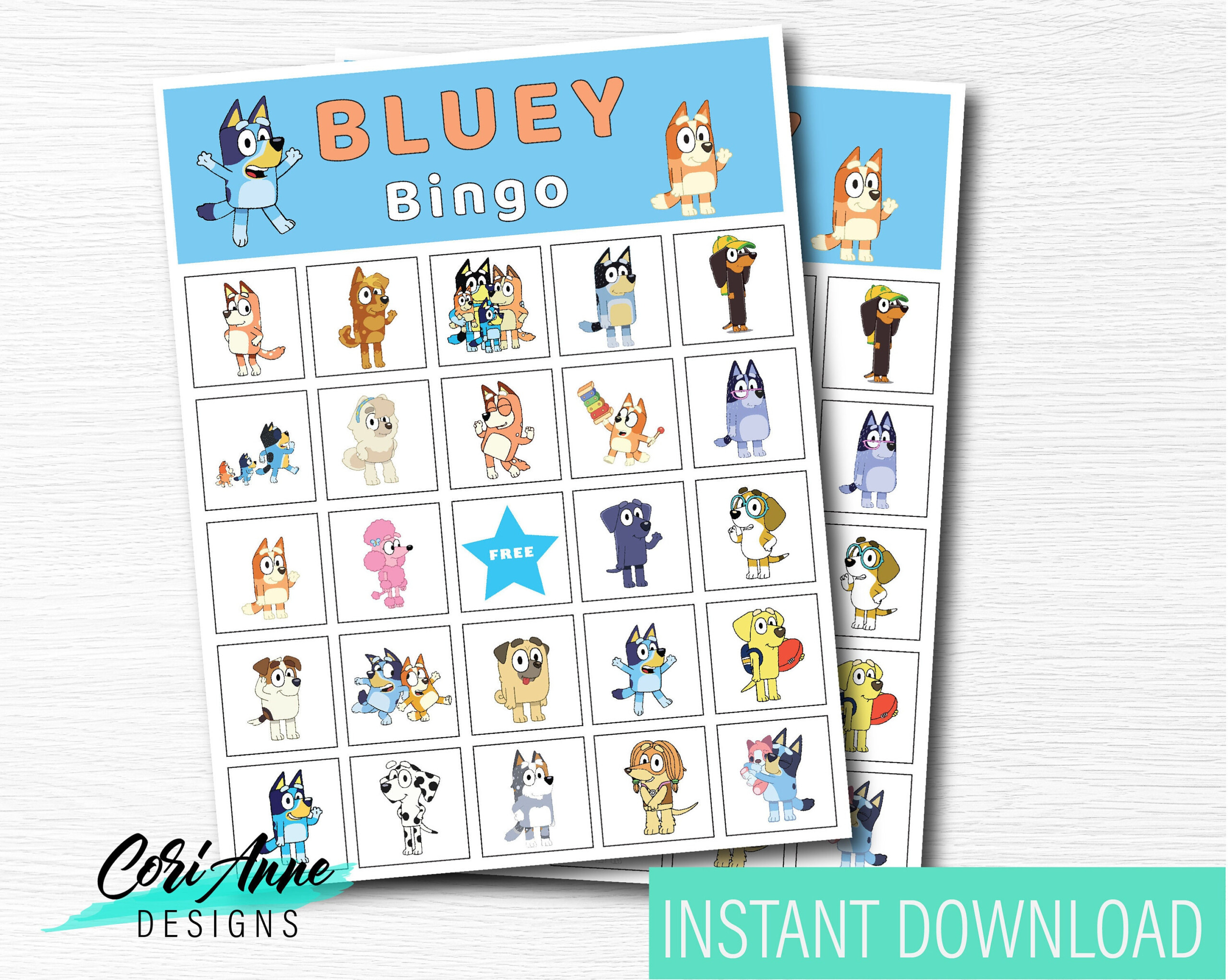 Bluey Bingo Activity Game 5x5 15 Cards Birthday Party Etsy
