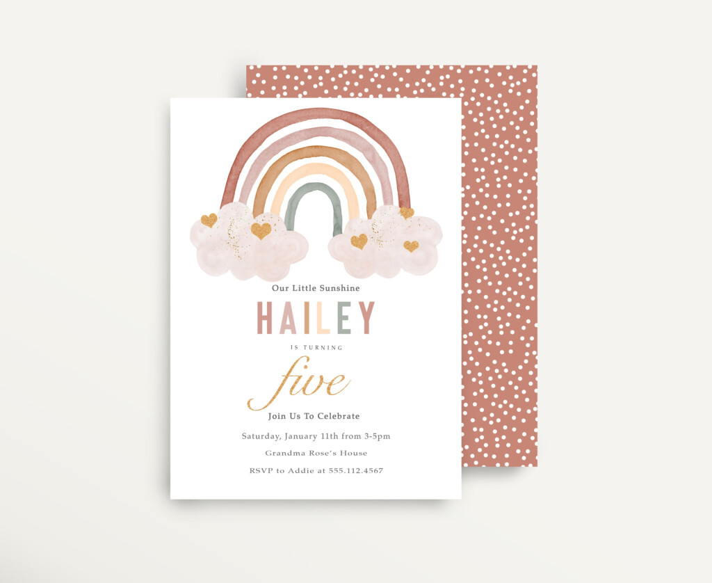 Boho Rainbow Birthday Invitation Rainbow Birthday Party Etsy