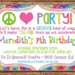 Boy Or Girl Invitation Peace Love Tiedye Tie Dye Birthday