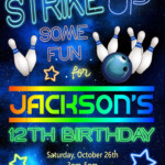 Boys Bowling Birthday Party Invitation Personalized Digital Bowling