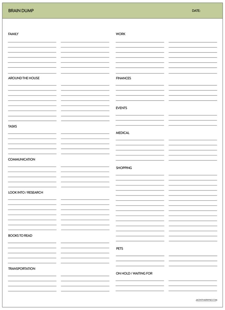 Brain Dump Template Google Search Brain Dump Bullet Journal Brain