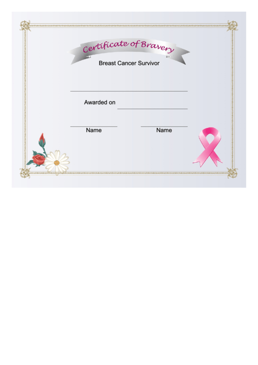 Bravery Breast Cancer Certificate Printable Pdf Download