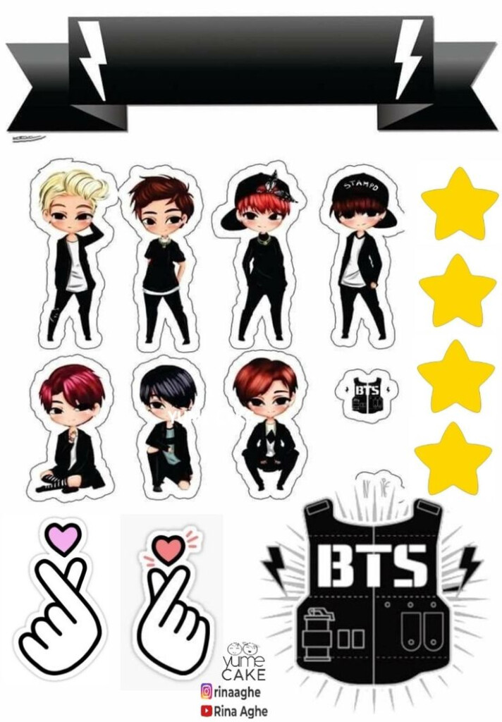 Bts Topper Printable Animasi Bts Cake Bts Birthdays Birthday Cake 