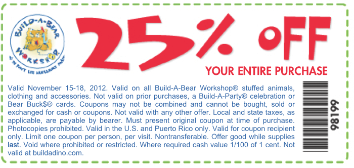 Build A Bear Coupon 25 Entire Purchase Living Rich With Coupons 