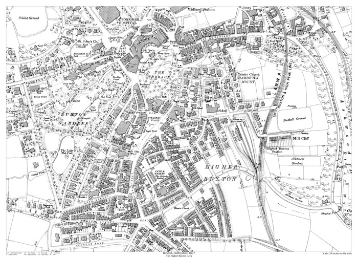 Buxton Higher Buxton Area 1897 Map Old Maps Of Derbyshire