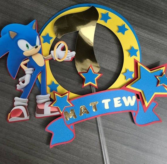 Cake Topper Sonic Etsy Espa a Fiesta De Sonic Fiestas De 