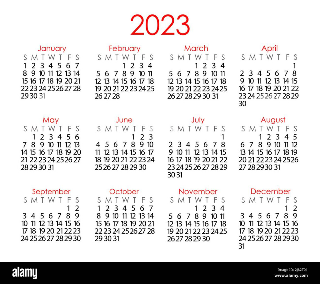 Calendar Template For The Year 2023 In Simple Minimalist Style Week 