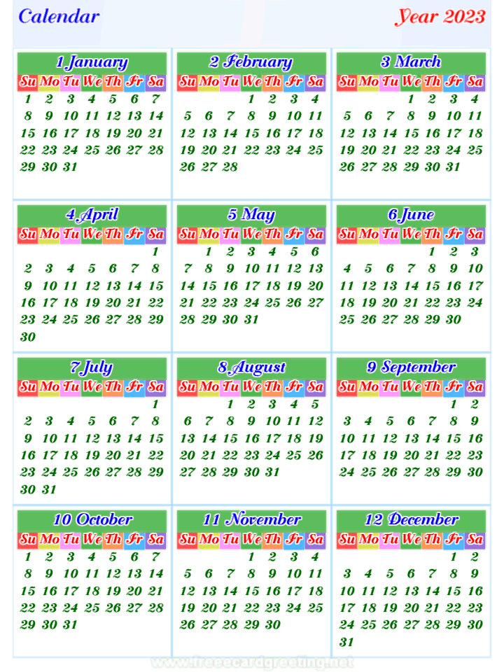 Calendar2023 Form Horizontal And Vertical