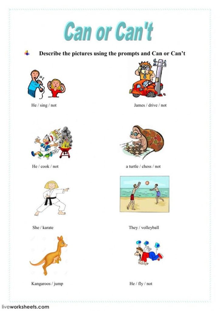 Can Can t Interactive Worksheet Kids English Teaching English 