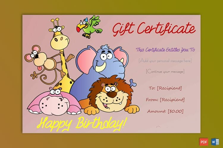 Candy Birthday Gift Certificate Template Gift Certificates