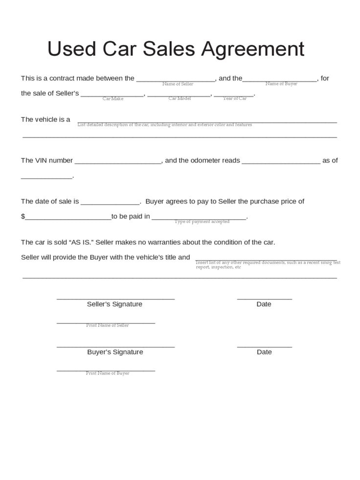 Car Sale Contract Form 5 Free Templates In Pdf Word Excel Download Used