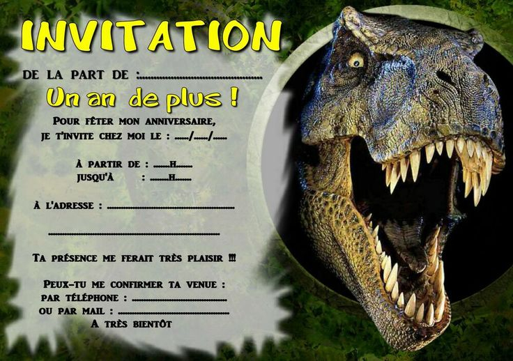 Carte D invitation Anniversaire Jurassic World Best Of 5 Ou 12 Cartes 