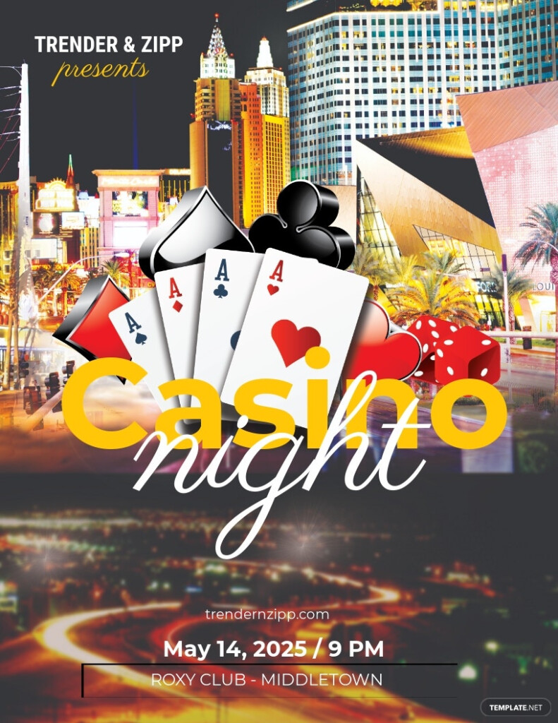 Casino Night Flyer Template Free JPG Illustrator Word Apple Pages 