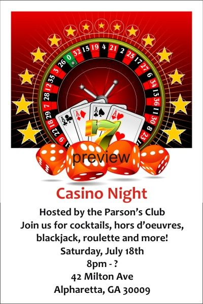 Casino Night Invitation Casino Night Invitations Party Invite 