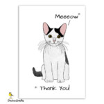 Cat Printable Thank You Card Thank You Cat Printable Cat Etsy