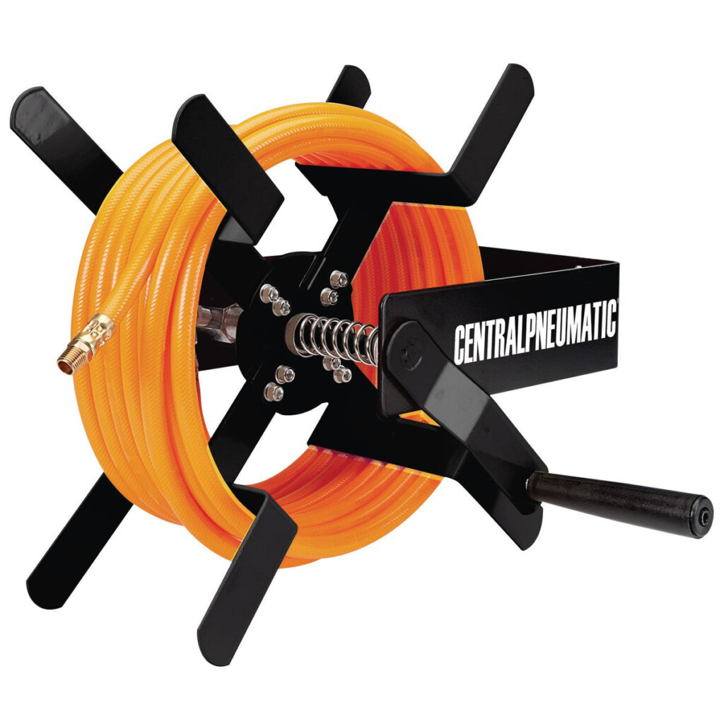 CENTRAL PNEUMATIC 100 Ft Manual Steel Air Hose Reel Item 63861 