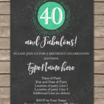 Chalkboard 40th Birthday Invitations Template Printable Editable